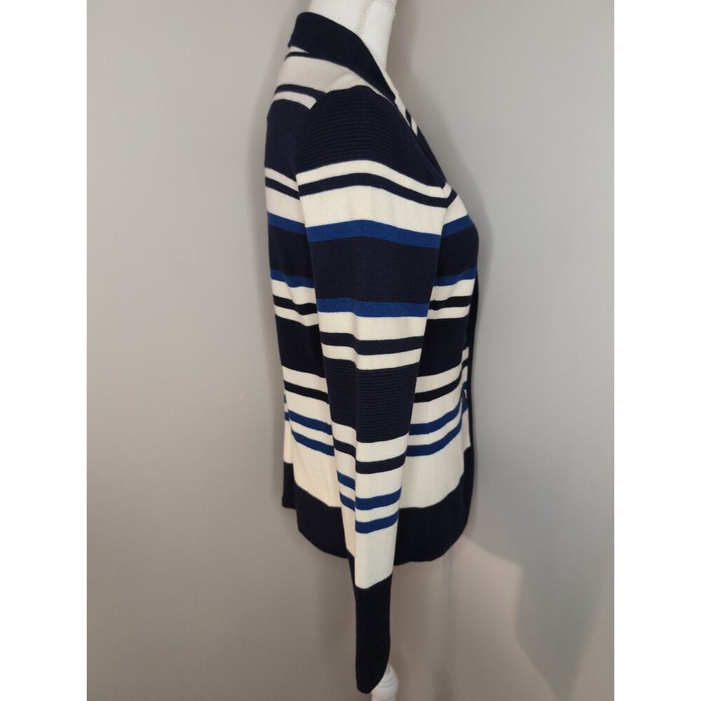 Ann Taylor M blue striped cozy preppy blazer jacket - Picture 4 of 7